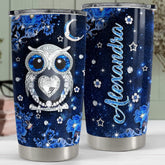 Personalized Owl Tumbler Jewelry Style Glitter For Animal Lover